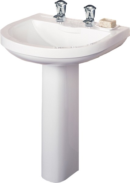 2 Tap Hole Basin & Pedestal. 550mm. additional image