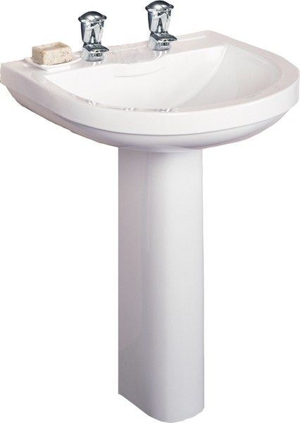 2 Tap Hole Basin & Pedestal. 650mm. additional image