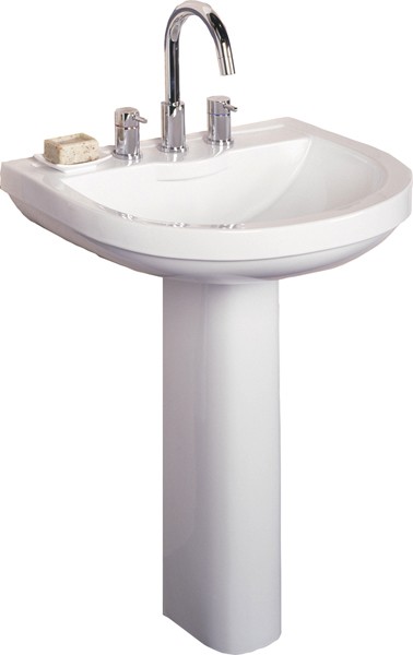 3 Tap Hole Basin & Pedestal. 650mm. additional image