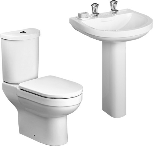 4 Piece Bathroom Suite With 2 Tap Hole Basin. additional image