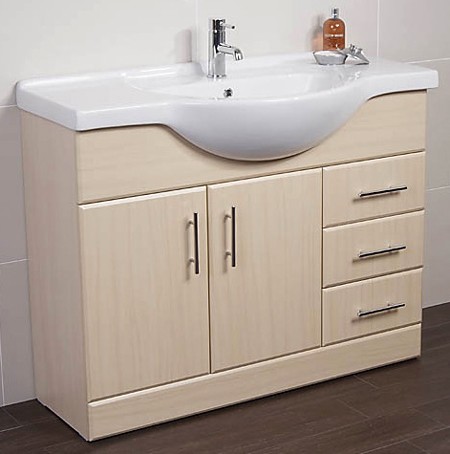 1050mm Beech Vanity Unit, Ceramic Basin, Fully Assembled. additional image