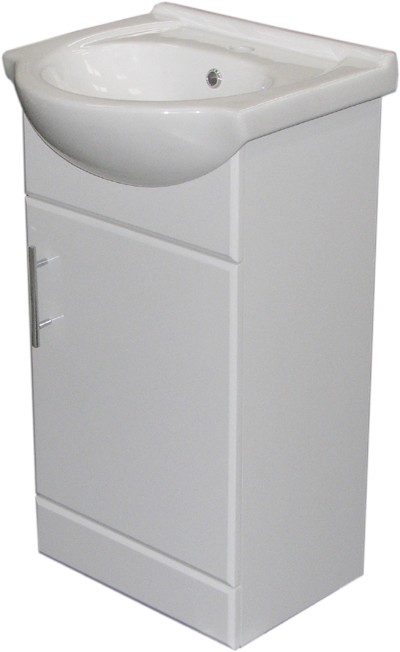 450mm White Vanity Unit, Ceramic Basin, Fully Assembled. additional image