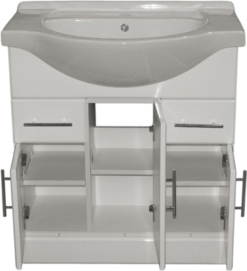 750mm White Vanity Unit, Ceramic Basin, Fully Assembled. additional image