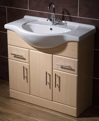 850mm Beech Vanity Unit, Ceramic Basin, Fully Assembled. additional image