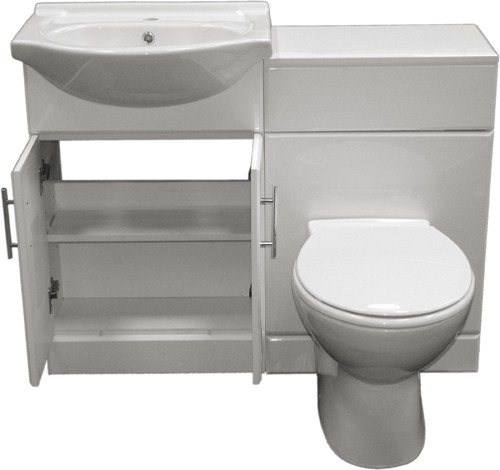 Complete Vanity Suite In White, Left Handed. 1125x830x300mm. additional image