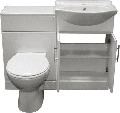 Complete Vanity Suite In White, Right Handed. 1125x830x300mm. additional image