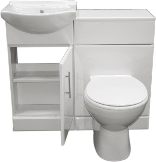 Complete Vanity Suite In White, Left Handed. 925x830x300mm. additional image