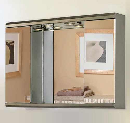 2 Door Mirror Bathroom Cabinet & Lights.  800x550x130mm. additional image