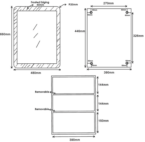 Mirror Bathroom Cabinet. 480x660x120mm. additional image