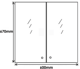 2 Door Mirror Bathroom Cabinet. 600x670x120mm. additional image