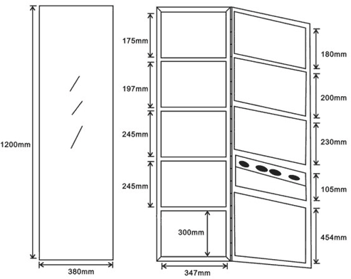 Corner Mirror Bathroom Cabinet. 380x1200x200mm. additional image