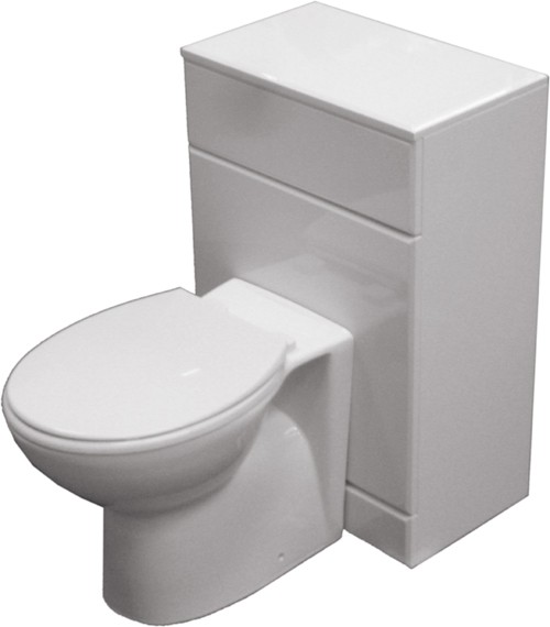 500mm Complete Back To Wall WC Toilet Set In White. additional image