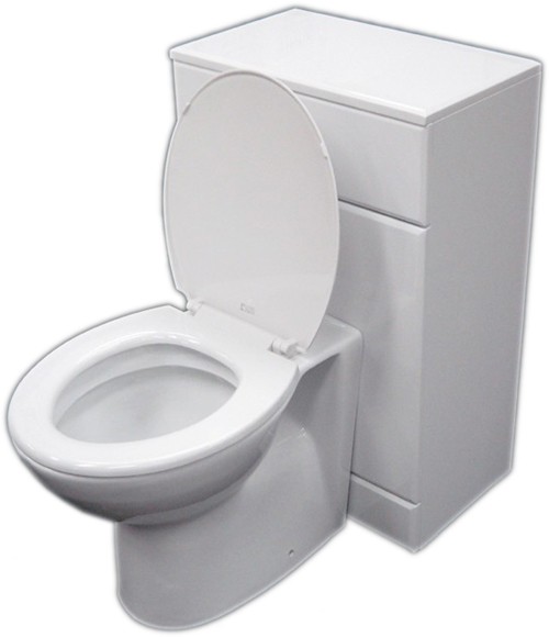 500mm Complete Back To Wall WC Toilet Set In White. additional image