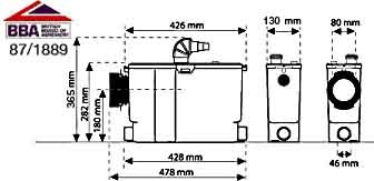 Sanipack macerator for back to wall or wall hung WC. additional image