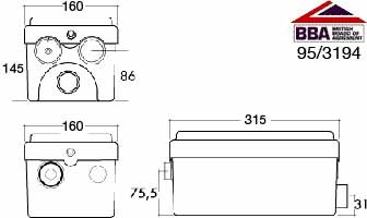 Sanishower macerator for shower and basin. additional image