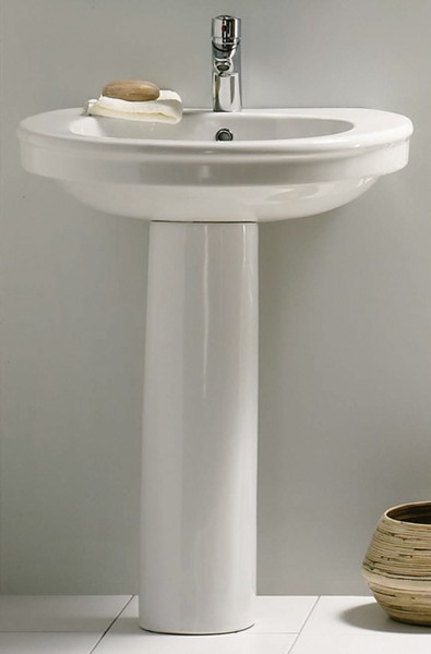 Basin & Pedestal (1 Tap Hole).  Size 655x510mm. additional image