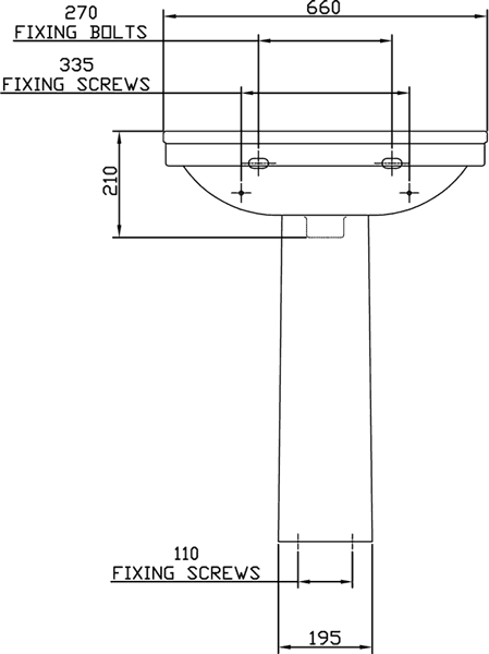 Basin & Pedestal (1 Tap Hole).  Size 655x510mm. additional image