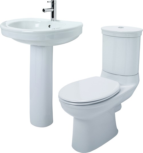 4 Piece Bathroom Suite With Toilet, Seat & 655mm Basin. additional image