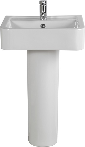 Basin & Pedestal (1 Tap Hole).  Size 510x400mm. additional image