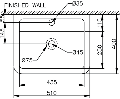 Basin & Pedestal (1 Tap Hole).  Size 510x400mm. additional image
