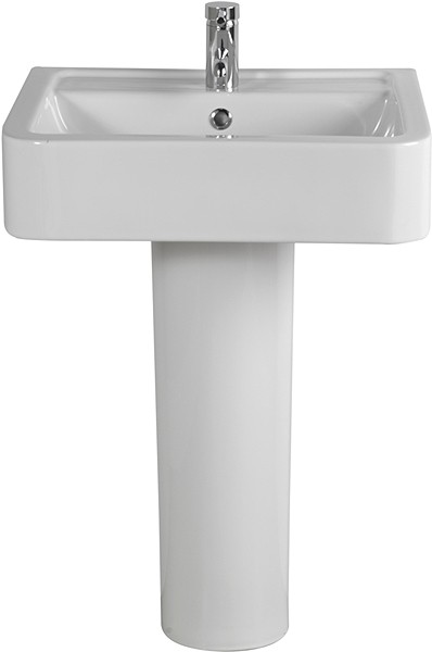 Basin & Pedestal (1 Tap Hole).  Size 580x460mm. additional image