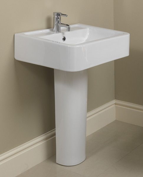 Basin & Pedestal (1 Tap Hole).  Size 580x460mm. additional image