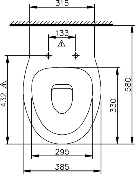 Back To Wall Toilet With Soft Close Seat.  Size 385x580mm. additional image