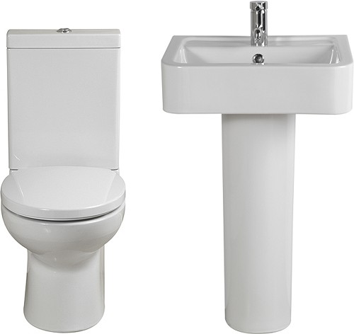 4 Piece Bathroom Suite. Toilet, Soft Close Seat, 51cm Basin. additional image