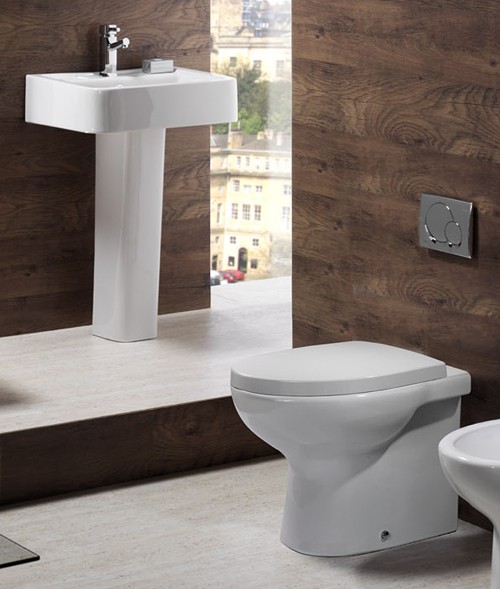 3 Piece Bathroom Suite, Back To Wall Toilet Pan, 58cm Basin. additional image