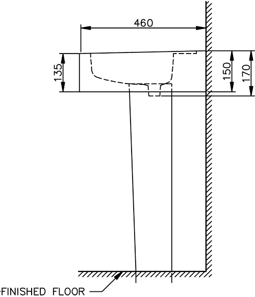 3 Piece Bathroom Suite, Back To Wall Toilet Pan, 58cm Basin. additional image