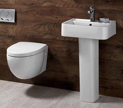 3 Piece Bathroom Suite, Wall Hung Toilet Pan & 58cm Basin. additional image