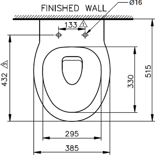 Wall Hung Toilet Pan, Soft Close Seat.  Size 385x515mm. additional image