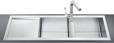 2.0 Bowl Stainless Steel Inset Kitchen Sink, Left Hand Drainer. additional image