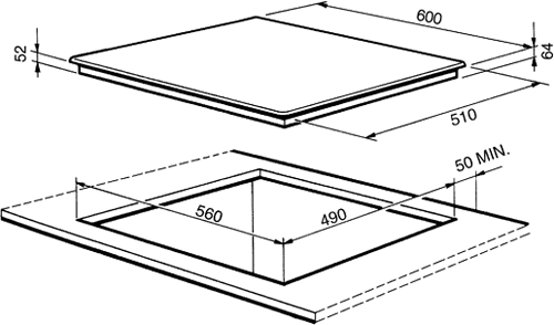 4 Ring Touch Control Hob With Angled Edge Glass. 600mm. additional image