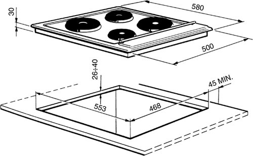 Cucina 4 Plate White Electric Hob. 580mm. additional image