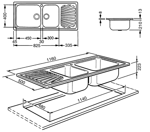 2.0 Bowl Stainless Steel Kitchen Sink With Left Hand Drainer. additional image