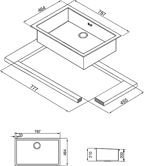 1.0 Bowl Stainless Steel Low Profile Inset Kitchen Sink. additional image