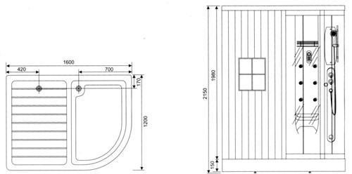 Sauna and steam massage shower enclosure, left handed. additional image