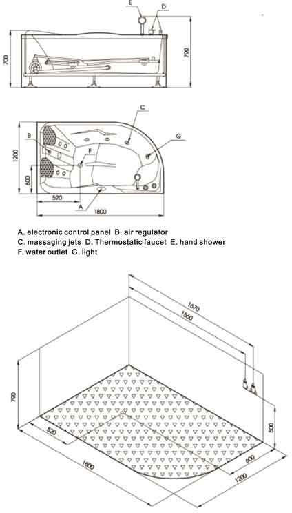 Whirlpool bath for two people. Right Hand. 1800x1200mm. additional image