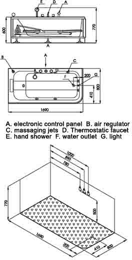 Deluxe Whirlpool Bath wth TV.  Left Hand. 1690x800mm. additional image