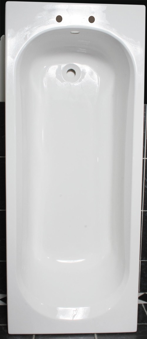 White acrylic bath. 1700 x 700mm. Legs included. 2 Tap holes. additional image