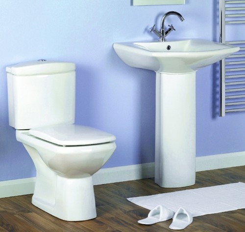 Square designer four piece bathroom suite with 1 tap hole basin. additional image