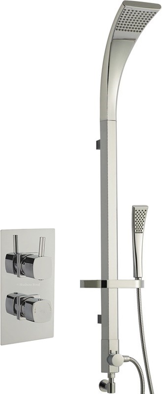 Twin Thermostatic Shower Valve & Modern Rigid Riser Kit. additional image