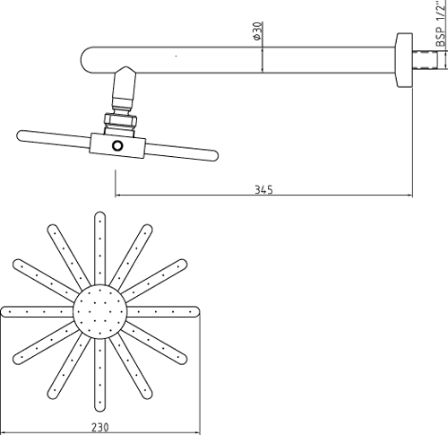 Twin Concealed Thermostatic Shower Valve & Fixed Head. additional image