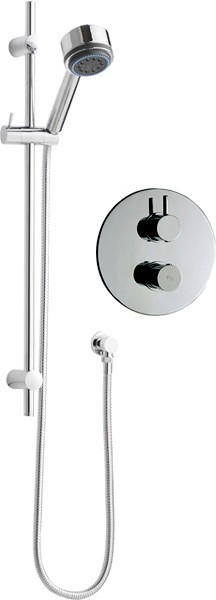 Twin Thermostatic Shower Valve, Slide Rail & Handset. additional image