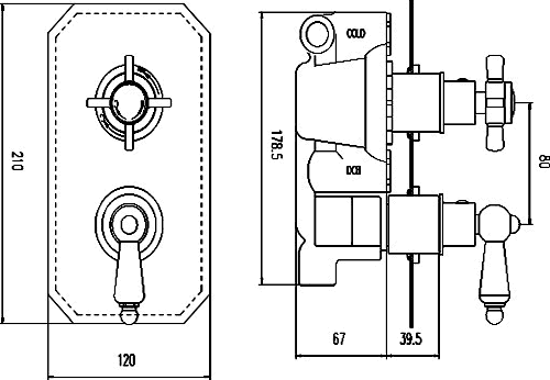 Traditional Twin Concealed Thermostatic Shower Valve. additional image