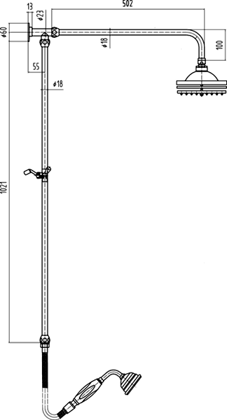 Triple Thermostatic Shower Valve & Rigid Riser Set. additional image