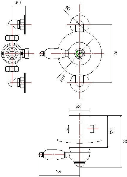 1/2"  Concealed Manual Shower Valve (Chrome). additional image