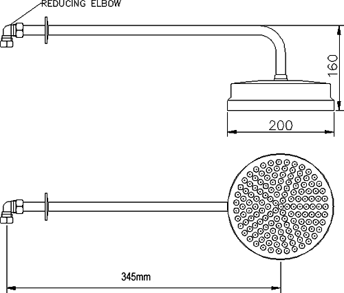 8" fixed shower head and arm additional image