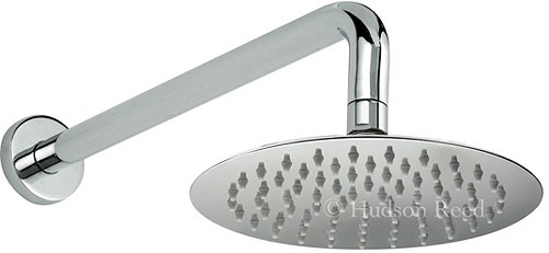 Ultra thin round sheer fixed shower head and arm. 200mm. additional image